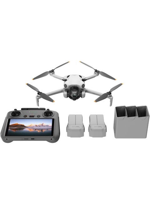 مجموعة Mini 4 Pro Fly More Combo (RC 2)، كاميرا Mini-Drone 4K HDR قابلة للطي، أقل من 0.549 رطل/249 جرام، وقت طيران 34 دقيقة، بطاريتان إضافيتان، معتمدة من MOIAT - إصدار الإمارات العربية المتحدة