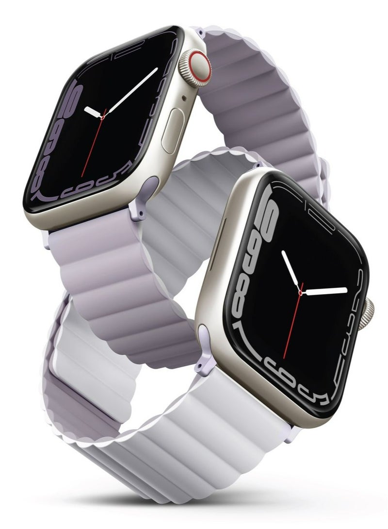 Uniq Revix Reversible Magnetic Silicone Watch Band Strap For Apple Watch 42 44 45 49 Mm Compatible With Premium Quality Lilac/White  - Image 1