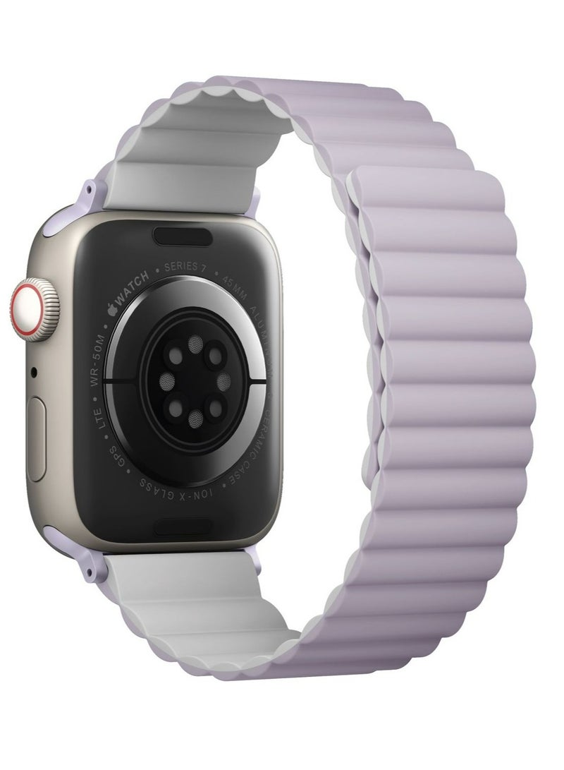 Uniq Revix Reversible Magnetic Silicone Watch Band Strap For Apple Watch 42 44 45 49 Mm Compatible With Premium Quality Lilac/White  - Image 3