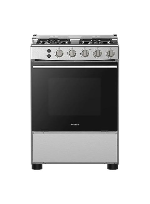 60 Cm Freestanding Gas Cooker And 4 Burners With Flame Failure Device, Cast Iron Pan Support, Stainless Steel, HFG60121X Silver