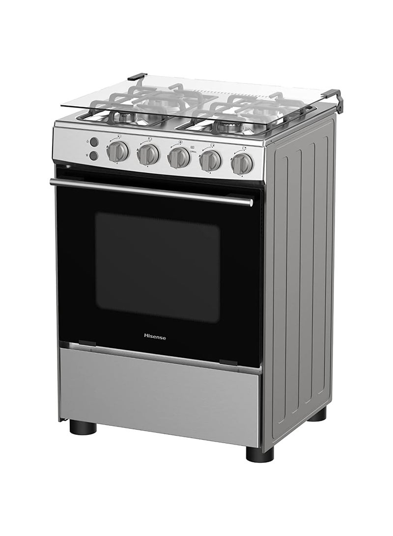 Hisense - 60 Cm Freestanding Gas Cooker And 4 Burners With Flame Failure Device, Cast Iron Pan Support, Stainless Steel, HFG60121X Silver - Image 1