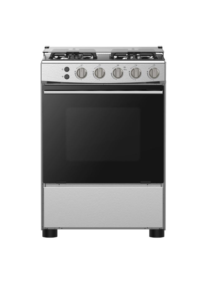 Hisense 60 Cm Freestanding Gas Cooker And 4 Burners With Flame Failure Device, Cast Iron Pan Support, Stainless Steel, HFG60121X Silver - Image 1
