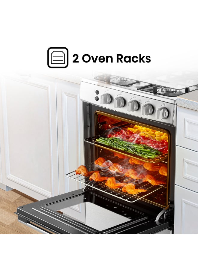 Hisense 60 Cm Freestanding Gas Cooker And 4 Burners With Flame Failure Device, Cast Iron Pan Support, Stainless Steel, HFG60121X Silver - Image 4