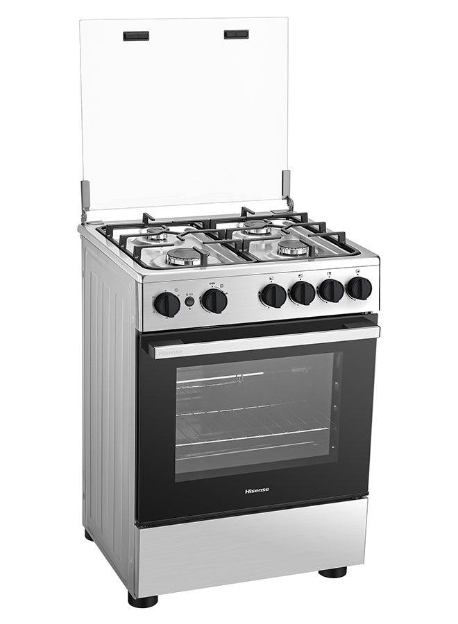 Hisense 60cm Freestanding full Gas Cooker,70 Liters,Max 2.9kw,Cast-Iron Support, Gas oven with Grill,Rotisserie, Full Safty with FFD, Mechanical Timer,Ergonomic knobs and handle, Removable full glass door,Auto Ignation, Enamel Interior,HFG60422RX02 HFG60422RX02 Silver - Image 5