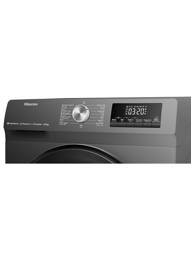 Washer Dryer With Inverter Motor, 1400 RPM, Remote Control, Steam Refresh And Allergy Care Programs 10.6 kg WDQA1014VJMWT Grey