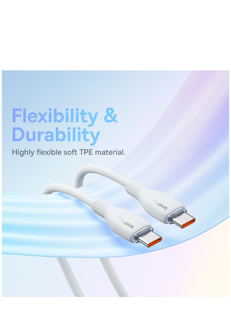 Baseus USB C To USB C Cable (1.2M), (100W/5A) USB C Charger Cable Fast Charge For iPhone 15/15Pro/15Plus/15ProMax, Samsung Galaxy S23, Huawei, iPad Pro 2021, iPad Air 4, MacBook Pro 2020 White - Image 4