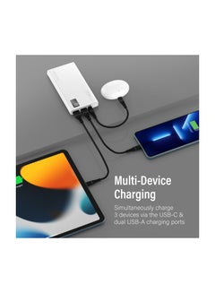 PROMATE 10000 mAh Universal Ultra-Slim iPhone 16 Power Bank, Portable Charger, 10W USB-C Input/Output Port, Dual USB, LED, Over-Heating Protection For iPhone 13/14, Galaxy, iPad, Bolt-10 Pro - White  - Image 5