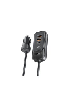 PROMATE iPhone 16 Car, Premium 120W DC Charger With Extended Fast-Charging Hub, Dual USB-C Power Delivery Ports, Dual Qualcomm QC 3.0 USB-A Ports And 1.5M Long Cable For iPhone 15, iPad Air - Black  - Image 1