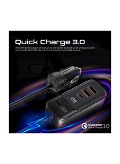 PROMATE iPhone 16 Car, Premium 120W DC Charger With Extended Fast-Charging Hub, Dual USB-C Power Delivery Ports, Dual Qualcomm QC 3.0 USB-A Ports And 1.5M Long Cable For iPhone 15, iPad Air - Black  - Image 4