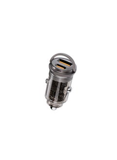 PROMATE iPhone 16 Car Charger Transparent 65W Ultra Compact Car Adapter With USB Type C Power Port Qualcomm QC 3.0 USB A Port Mini Handle And Heat Protection For iPhone 15 MacBook Pro TransDrive - Black  - Image 1