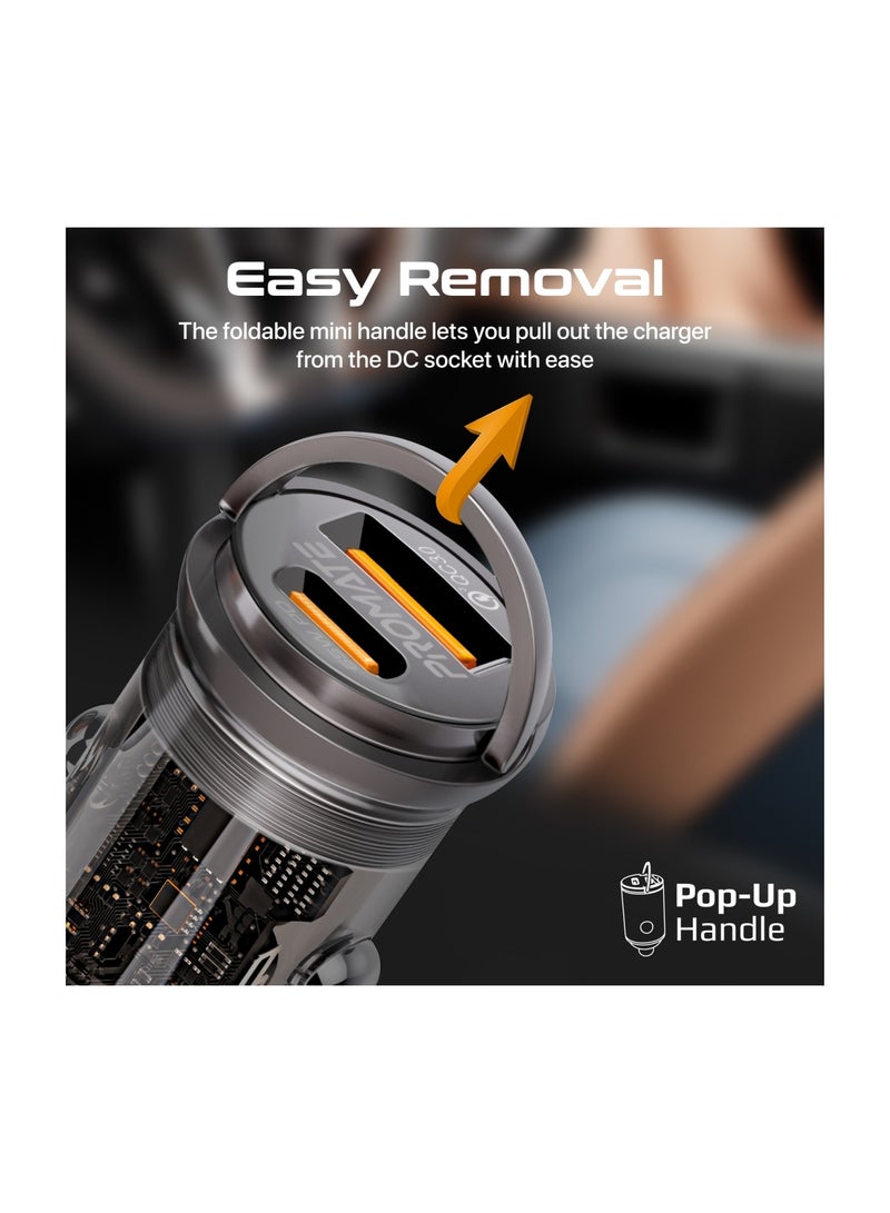 iPhone 15 Car Charger Transparent 65W Ultra Compact Car Adapter With USB Type C Power Port Qualcomm QC 3.0 USB A Port Mini Handle And Heat Protection For iPhone 14 MacBook Pro TransDrive Black - pnsku/N70001937V/45/_/1695298317/58c48b39-2785-40d4-808d-9f23556f3723