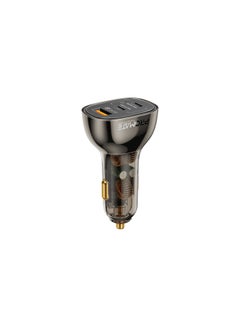 PROMATE iPhone 16 Transparent 80W Fast Charge Multi-Port Car Adapter With Dual USB Type-C Power Delivery Ports, Qualcomm QC 3.0 USB-A Port And Overheat Protection For iPhone 15, iPad Air - Black  - Image 1