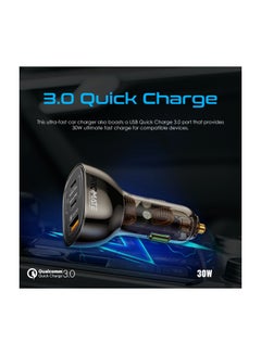 PROMATE iPhone 16 Transparent 80W Fast Charge Multi-Port Car Adapter With Dual USB Type-C Power Delivery Ports, Qualcomm QC 3.0 USB-A Port And Overheat Protection For iPhone 15, iPad Air - Black  - Image 4