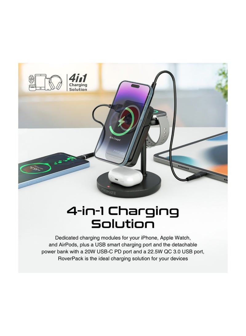 10000 mAh Charging Station With Detachable Power Bank, 15W MagSafe Compatible, 2W Apple Watch And 5W AirPods Charger Black - pnsku/N70001940V/45/_/1695298277/2871f9be-b55c-4333-8aab-3f41f9acad62