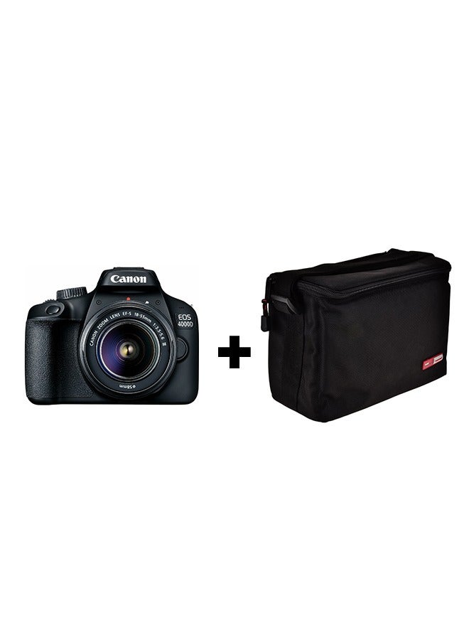 Canon - EOS 4000D DSLR With EF-S 18-55mm F/3.5-5.6 III Lens 18MP Built-In Wi-Fi Black With Camera Bag - Image 1