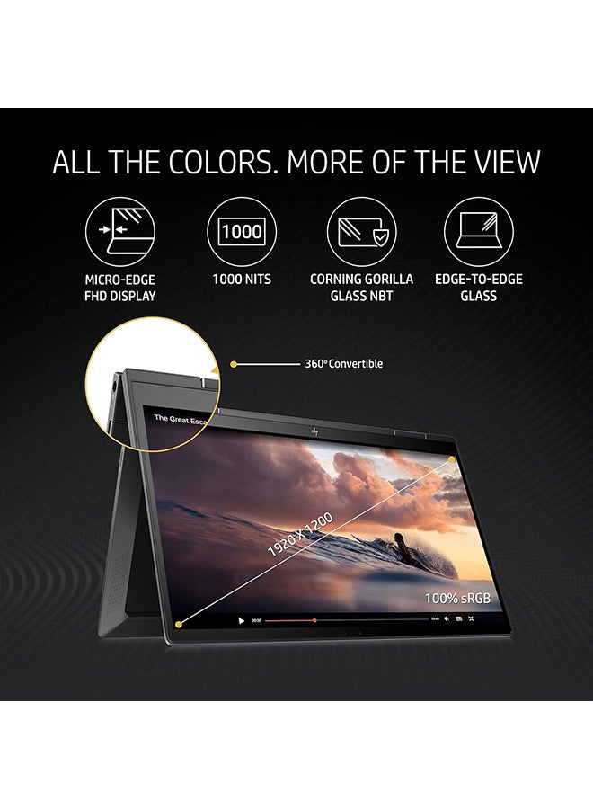 Envy 13 X360 Laptop With 13.3-Inch Display, AMD Ryzen 5 5600U Processor/16GB RAM/1TB SSD/AMD Radeon Graphics/Windows 11 Home English/Arabic Black