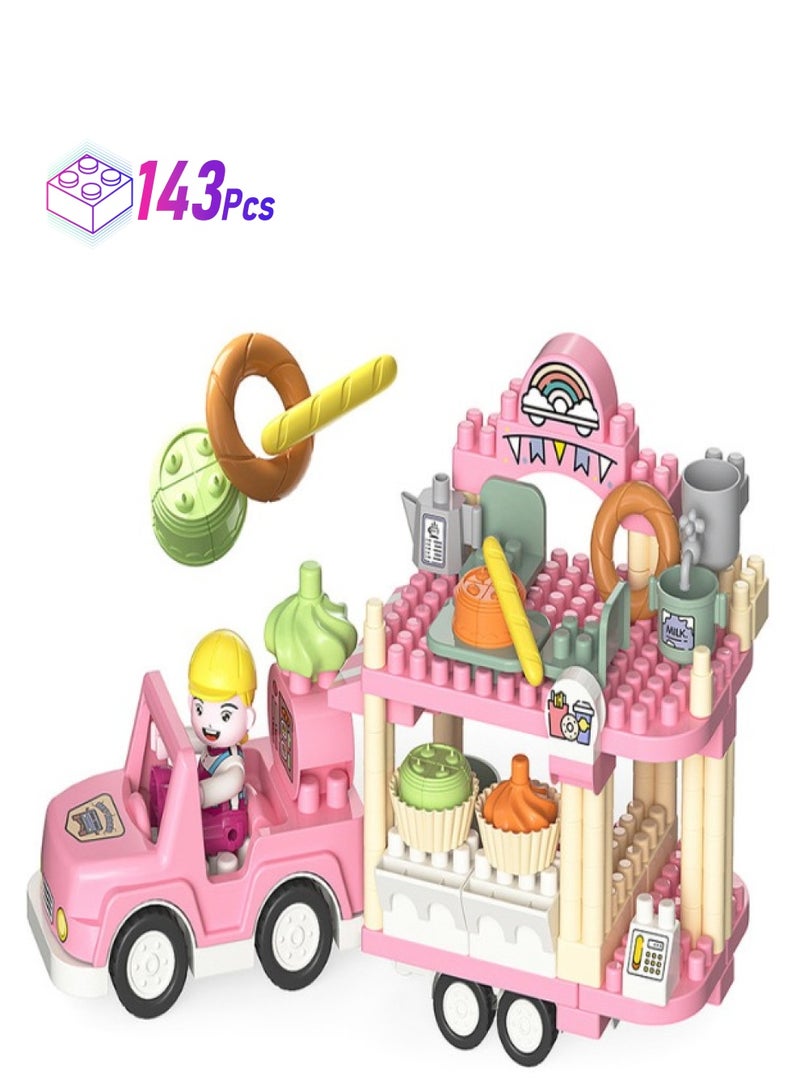 FAMILY CENTER Building Blocks 143pcs Play set-Pink 22-2301188 143  - Image 1