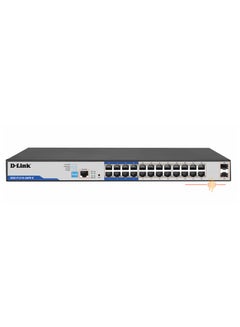 D-Link DGS-F1210-26PS-E Smart Managed Rackmount PoE Switch 24 Port 10/100/1000Mbps + 2 Port Gigabit SFP 250W Long Range 250Meter Grey 