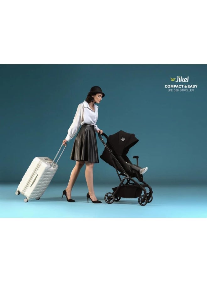 Jikel - Life Stroller Rotating 360 Seat Reversible, Compact, Large Shopping Basket, Adjustable Footrest - Image 1