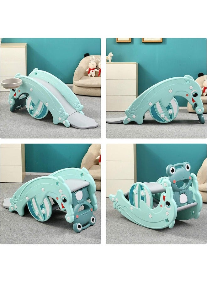 Baby love 2 In 1 Dolphin Slide With Frog Rocking Chair Green 28-66-5008-49B  - Image 3