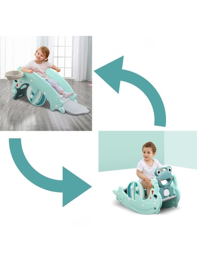 2 In 1 Dolphin Slide With Frog Rocking Chair Green 28-66-5008-49B