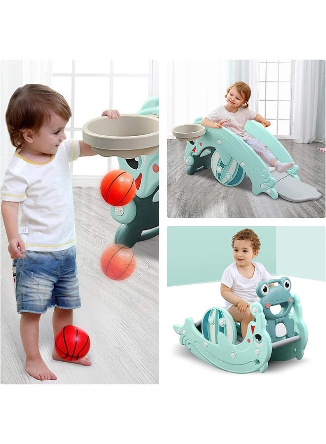 Baby love 2 In 1 Dolphin Slide With Frog Rocking Chair Green 28-66-5008-49B  - Image 4