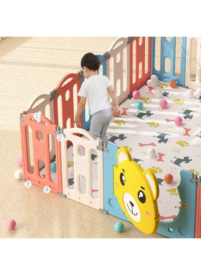 Baby love - Bear Foldable Fence Playpen Pink 28-Un37-11P - Image 1