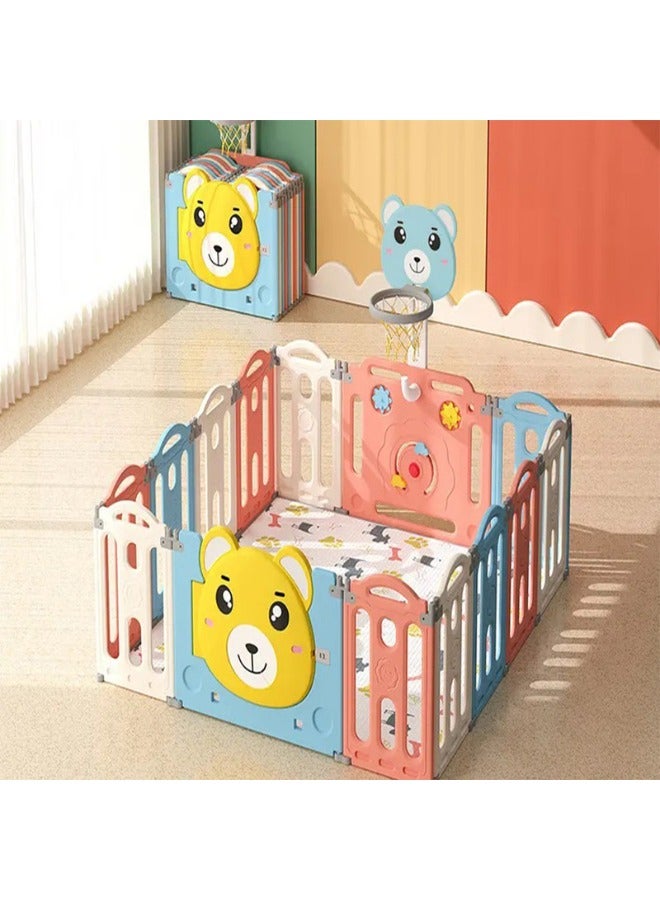 Baby love - Bear Foldable Fence Playpen Pink 28-Un37-11P - Image 1