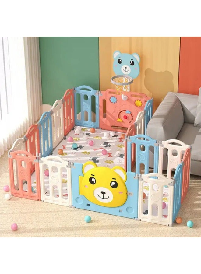 Baby love - Bear Foldable Fence Playpen Pink 28-Un37-11P - Image 1