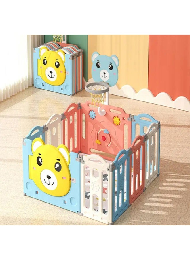 Baby love - Bear Foldable Fence Playpen Pink 28-Un37-11P - Image 1