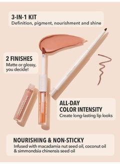 SHEGLAM Soft 90's Glam Lip Liner & Gloss Duo Set Pouty Nude  - Image 2