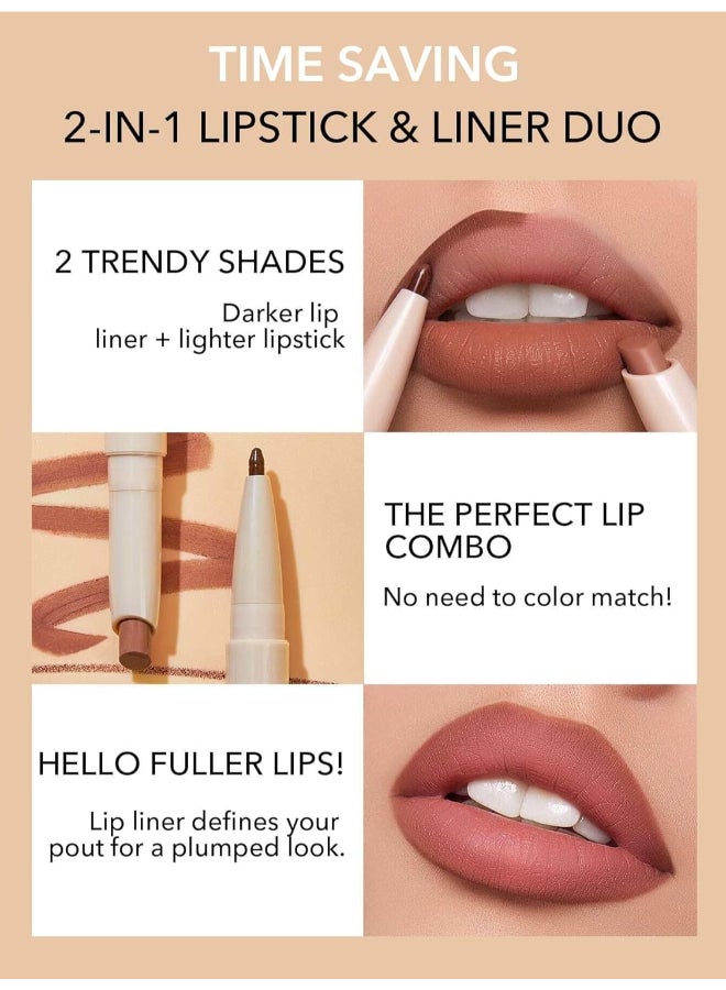 Glam 101 Lipstick & Liner Duo Warm Nutmeg