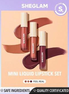 SHEGLAM Matte Allure Mini Liquid Lipstick Set of 3, 2.3ml Feel Real  - Image 1