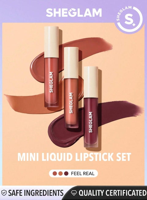 Matte Allure Mini Liquid Lipstick Set of 3, 2.3ml Feel Real