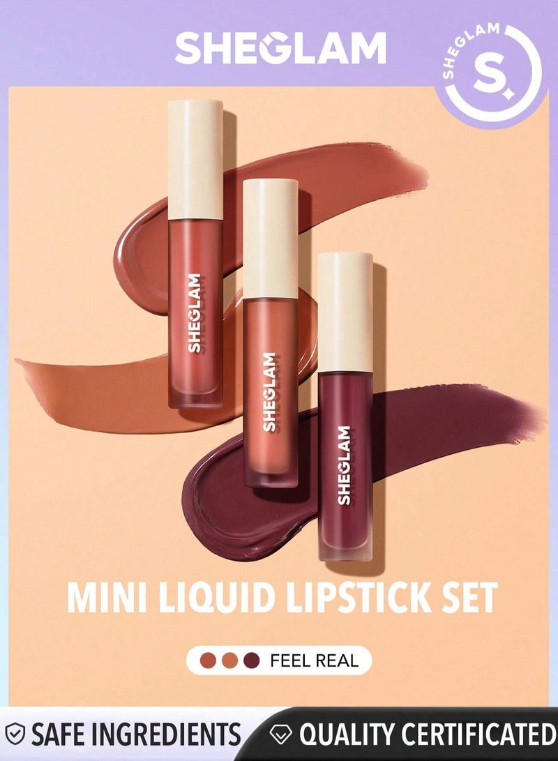 SHEGLAM - Matte Allure Mini Liquid Lipstick Set of 3, 2.3ml Feel Real - Image 1