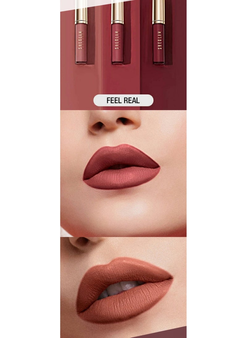 SHEGLAM - Matte Allure Mini Liquid Lipstick Set of 3, 2.3ml Feel Real - Image 1