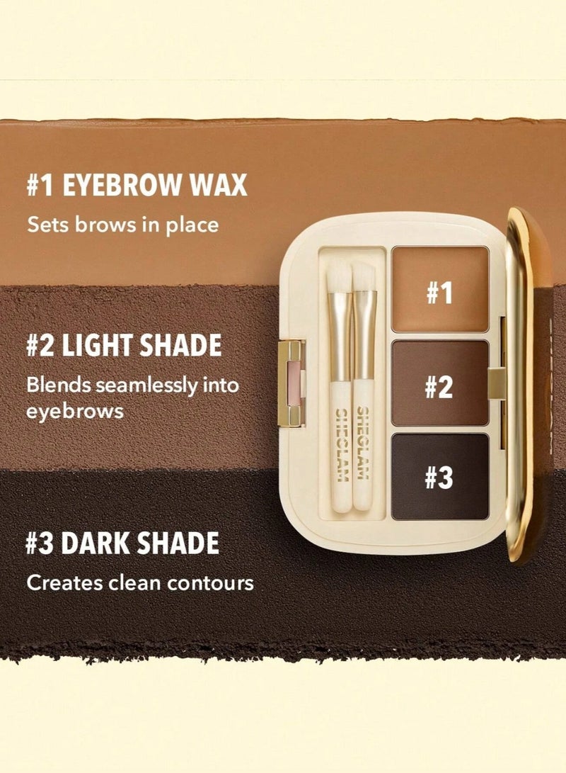 SHEGLAM Expert Eyebrow Palette 101 Makeup With Small Brush Dark Brown  - Image 3
