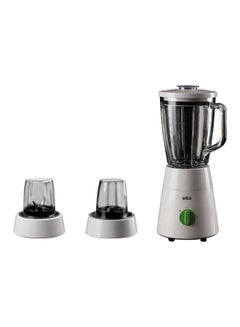 BRAUN Blender 3 in 1, Glass Jug, 2 Speeds, Pulse Function, Multi Mill, Grinder Mill, 1.75 L 500 W JB0153WH White  - Image 2