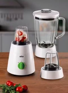 BRAUN Blender 3 in 1, Glass Jug, 2 Speeds, Pulse Function, Multi Mill, Grinder Mill, 1.75 L 500 W JB0153WH White  - Image 4