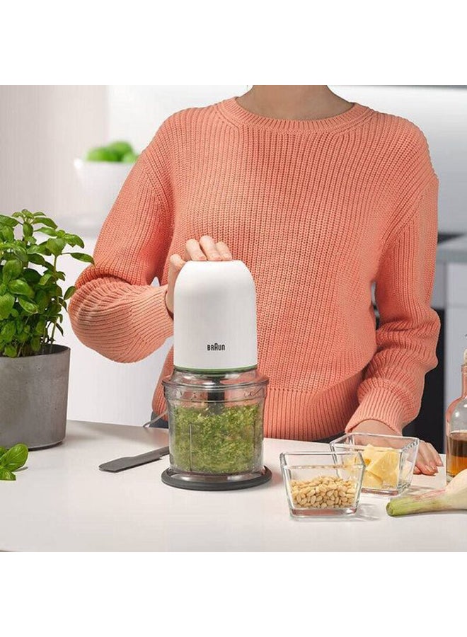 BRAUN - Chopper, 2 in 1, 2 Speeds, Ice Crusher, Dishwasher Safe, 0.9 L 500 W CH3011WH White/Green - Image 1