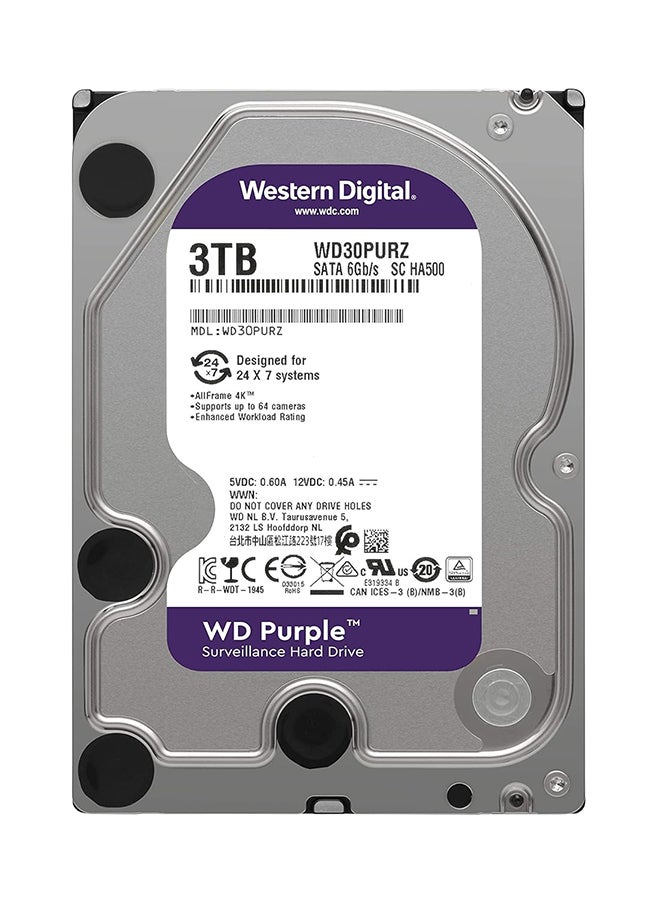 WD - Purple 3TB Surveillance Hard Drive (WD30PURZ) 3 TB - Image 1