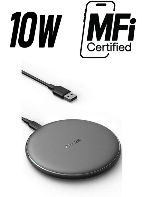 Wireless Charger, PowerWave Pad for Samsung, Qi-Certified 10W Max for iPhone 16/15/14/13/SE, 2020/AirPods/Galaxy S20 (No AC Adapter, Not Compatible with MagSafe Magnetic Charging) Black