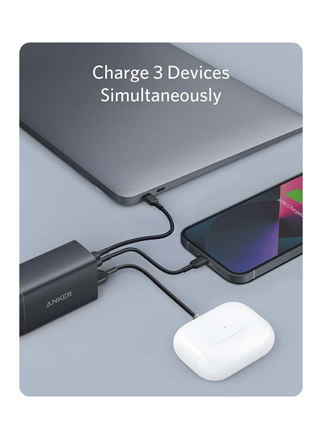 Anker - USB C Plug, 735 Charger (Nano II 65W), PPS 3-Port Fast Compact USB C Charger for MacBook Pro/Air, iPad Pro, Galaxy S25/S24/S23/S22/S21/S20/S10, Dell XPS 13, Note 20/10+, iPhone 16/15, Pixel, Steam Deck, and More Black - Image 1