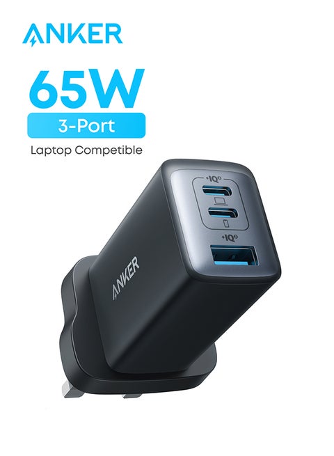 USB C Plug, 735 Charger (Nano II 65W), PPS 3-Port Fast Compact USB C Charger for MacBook Pro/Air, iPad Pro, Galaxy S25/S24/S23/S22/S21/S20/S10, Dell XPS 13, Note 20/10+, iPhone 16/15, Pixel, Steam Deck, and More Black