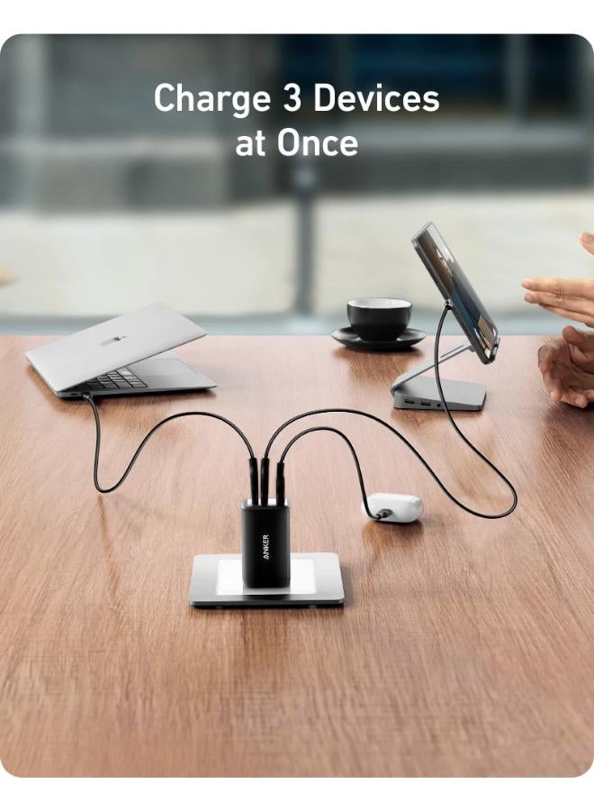 Anker USB C Charger,  735 Charger GaNPrime 65W, PPS 3-Port Fast Compact Foldable Wall Charger for MacBook Pro/Air, iPad Pro, Samsung S25/S24, Dell XPS 13, iPhone 16/15/14, Huawei, Xiaomi, Redmi, Black Black  - Image 2