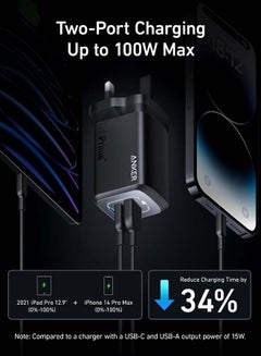 Anker 100W USB C Plug, Prime GaN 3-Port Fast PPS Charger - Compact, Foldable Design for MacBook Pro/Air, iPad Pro, iPhone 16/15/14, Samsung S25/S24, Huawei, Xiaomi, Vivo, Oppo and More Black  - Image 3