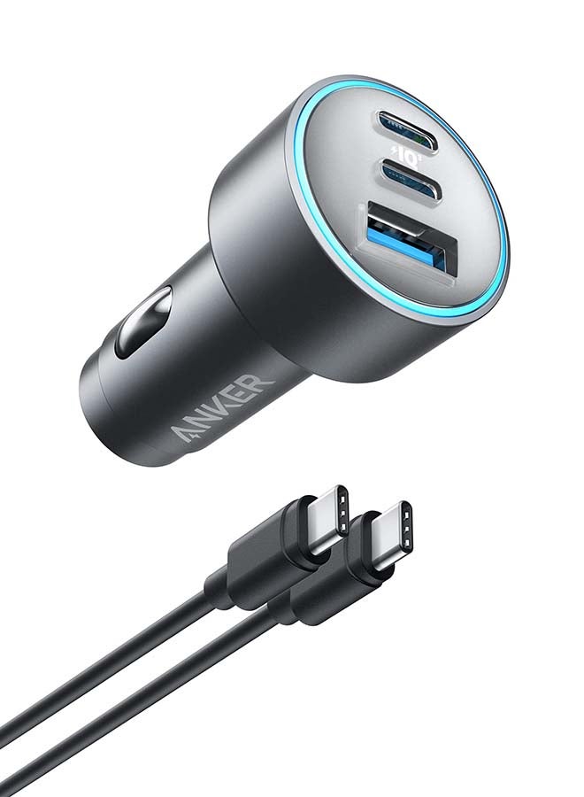 Anker - USB-C Car Charger, 67W 3-Port Compact Fast Charger, 535 Car Adapter With PIQ 3.0 For iPhone 15/15 Plus/14/14 Pro Max, Galaxy S23, iPad Air, And More (USB-C to USB-C Cable Included) Gray - Image 1