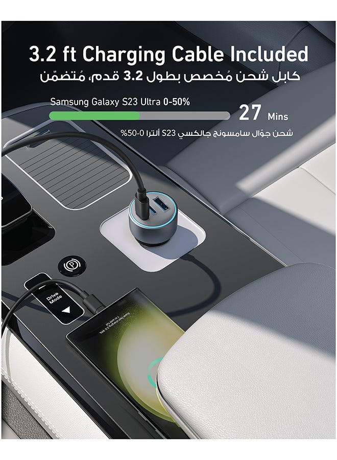 Anker USB-C Car Charger, 67W 3-Port Compact Fast Charger, 535 Car Adapter with PIQ 3.0 for iPhone 16/16 Plus/16 Pro/16 Pro Max/15 Series, Galaxy S25/S24/S23, MacBook Pro, iPad Air, and More (USB-C to C Cable Included) Gray  - Image 4