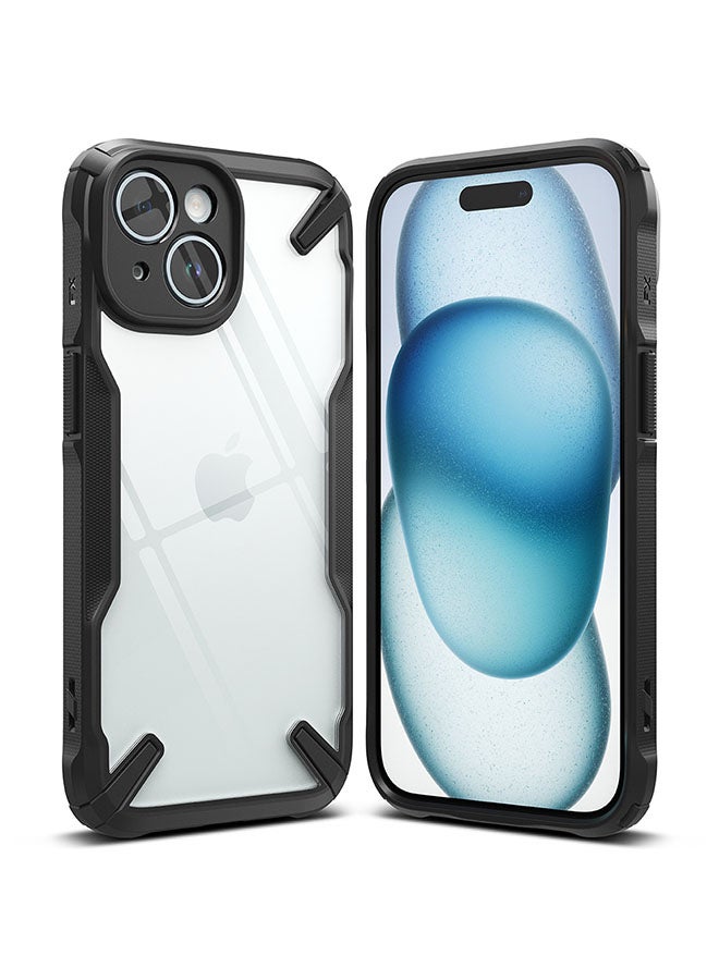 Ringke Fusion-X Compatible With iPhone 15 Case Cover Transparent Hard Back Soft Flexible Tpu Bumper Scratch Resistant Shockproof Protection Back Cover Black - Image 1