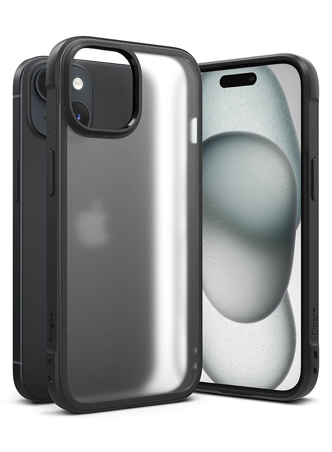 Ringke Fusion Bold Compatible With iPhone 15 Case Cover Firm Grip Frame Anti-Yellowing Anti-Fingerprint Frosted Hard Back Shockproof Bumper Back Cover Matte Black - Image 1